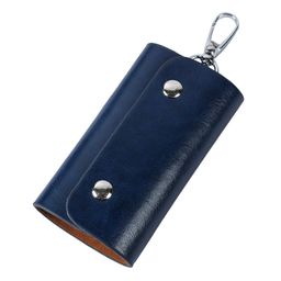 instabuyz PU Leather Key Case Pouch Wallet Keychain Key Holder with 6 Key Hooks (Blue) image 1