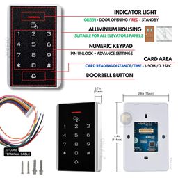 OldArc Standalone Elevator Access Control | Lift Entry Card Reader Keypad on Elevator COP LOP Panel for Building Apartment Hotel Lift Elevator Floor Entrance Control with IC Card + Pin 2000 User | 12V image 5