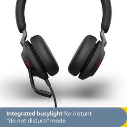 Jabra Evolve2 40 SE Wired Stereo Noise-Cancelling Headset - Features 3-Microphone Call Technology and USB-C Cable - MS Teams Certified, Works with All Other Platforms - Black image 5