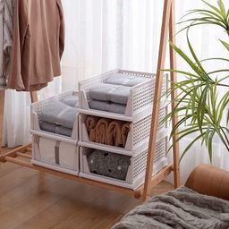 Drumstone (𝗦𝗽𝗲𝗰𝗶𝗮𝗹 𝟭𝟬 𝗬𝗲𝗮𝗿𝘀 𝗪𝗮𝗿𝗿𝗮𝗻𝘁𝘆 Foldable & Stackable Clothes Organizer - 4 Layer Multi-Purpose Almirah Shelf for Wardrobe - Durable & Sturdy Storage Solution image 5