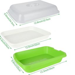 Seed Sprouter Tray with Lid Drain Holes Seed Germination Propagation Trays, Soil-Free Wheatgrass Bean Sprouts Microgreens Growing Kit with 500gm Cocopeat Spray Bottle (4 PCs) image 2