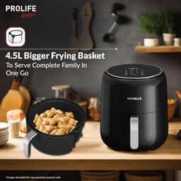 Havells Prolife Neo 4.5 L Air Fryer|Digital Display With Led|8 Pre Set Menu|Auto Shutoff|Cool Touch Handle|60 Min Timer|1500W|2 Yr Manufaturer Warranty,Black image 5