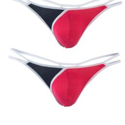 wow zn fashion Men's Combo Pack of Naughty Cuts Men's G String Thong Nylon Underwear Dual Back String, red Color, 2 Pcs Combo. image 1