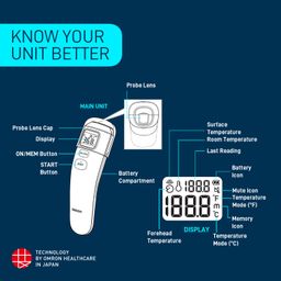 Omron MC 720 Non Contact Digital Infrared Forehead Thermometer With 1 Second Quick Measurement, 3 in 1 Measurement Mode, Auto On/off & Backlight, White, (MC-720_Omron _AW) image 4
