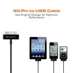 Amkette 30 Pin to USB Charging & Data Sync Cable for iPhone 3G/3GS/4/4s/iPad 1/2/3, iPod Nano 5th/6th Gen and iPod Touch 3rd/4th Gen -1.5m (Black) image 3