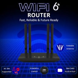 H&H 4G LTE SIM Router with Foldable 4 External Antennas-WiFi 6-300Mbps Speed Plug & Play-1 LAN Port,-Portable Design (Black) image 3