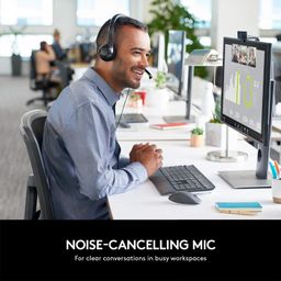 Logitech H390 Wired On Ear Headset for PC/Laptop, Stereo Wired Headphones with Noise Cancelling Microphone, USB-A, in-Line Controls, Works with Chromebook - Black image 2