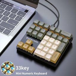 33 Keys Wired Numeric Keypad Mini Easy to Use for Cashier Financial Business A Red Axis image 4