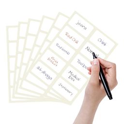 glun GLUN® 200 Pcs Waterproof Pearl White Vinyl Stickers(No Residue) with Black Marker for Mason Jars Glass Bottles, Decals Craft, Kitchen Jar Labels Bottle Stickers 25x50mm image 1