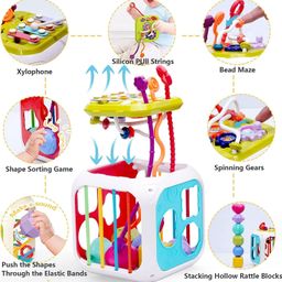 Galaxy Hi-Tech Baby Toddler Activity Cube with Musical Phone,Play Learning Center Toy 7 in 1 Interactive Educational Blocks Activity Multi-Functions,Skill Improvement Early Learning Game Toys,10 Pcs image 2