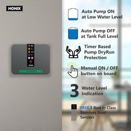 HONIX Fully Automatic Water Level Controller with Timer Protection and level indicator | Single Tank Controller | 3 Modes | 3 Sensors included | 1 Year Warranty ( Grey ) image 3