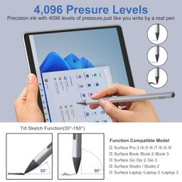 arsandyn 2023 New Stylus Pen for Microsoft Surface, 4096 Pressure Level, USB-C Charging, Erasing Function, Magnetic Attraction, for Microsoft Surface Pro 9/8/7/6/5/4/3/X, Surface Go/Book/Studio, 3 *Pen Tips image 3