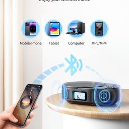 CD Player Portable, FELEMAN Upgraded 2 in 1 Portable CD Player & Bluetooth Speaker, Rechargeable Boombox CD Player for Car/Home with Remote Control image 5