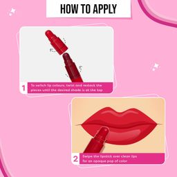 SUGAR POP 4 in 1 Lip Twist | Multi-use Stackable Lipsticks for Women | Enriched with Castor Oil | Satin Matte Hydrating Formula | 6.4gm - 02 Rouge Delight image 4
