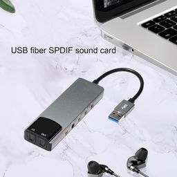 ETZIN 6 in 1 USB Multi-Functional Sound Card USB Fiber Optic SPDIF Sound Computer External Multifunction Sound Card Support AC-3 for -Compatible 5.1 Sound EPL-1245UG image 3