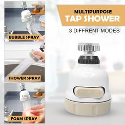 GLUN® 360° Rotation 3 Mode Kitchen Sink Faucet, Pack of 1, 3 Modes (Bubble, Flow & Shower) Universal Connector Foam Flow Tap Connectoritchen Sink Faucet image 4