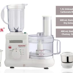 Signora 10001 700 Watts Food Processor with 3 Jars, White image 5