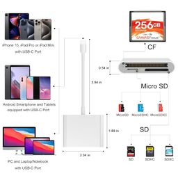 tiansong USB C SD Card Reader, 3-Slot USB Type-C Flash Memory Card Reader for USB C Device, Supports SanDisk/Lexar Professional Compact Flash Memory Card, Card Reader Compatible with MacBook Pro/Air 2020 2019 image 2