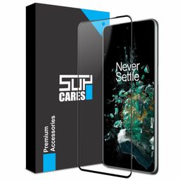 SupCares Military-Grade Gorilla Tempered Glass Screen Protector for OnePlus 10R, OnePlus 10R - Prime Edition and OnePlus 10T (6.7 Inch) With Installation Kit | Edge to Edge Coverage | Black image 1