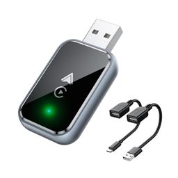 2-in-1 Wireless CarPlay Adapter for iPhone/Android Convert Wired to Wireless Apple CarPlay Adapter, Mini Size with Extension Cable USB & USB-C/Type-C, Stable Control & No Delay, Black image 3