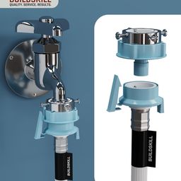 BUILDSKILL 2 Meter Fully Automatic washing machine inlet pipe with universal tap adaptor connector | Burst proof and anti kink | Hot & Cold water washing machine pipe inlet | pressure resistant image 4
