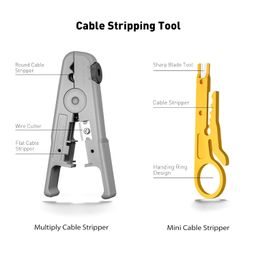 zoerax Cat7 RJ45 Crimping Tool, Cat 7 Cat6 Cat5 Pass Through Ethernet Crimping Tool Kit, Network Crimping Tool With Cable Tester, Multiply Stripper, Blades,50Pcs Cat 6 Connectors and Strain Relief Boots image 5