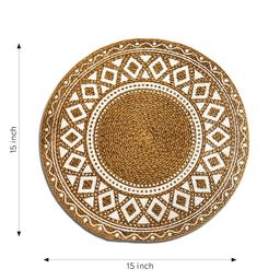 Artistic Den Cotton Table Placemat, Round Shape, Size - 15", Best for Side Table, Center Table, Dinning Table Shelves, Washable Placemat Pack of 1, Mandala Pattern image 2