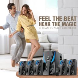 intex 5.1 Ch 80W Bluetooth Home Theater | Powerful Sound & Multimedia Speaker | 4.5 inch Subwoofer with 5 Satellite Speaker | Remote Control | Recording & LED Display (Black) image 5
