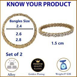 zeneme Gold-Plated White Kundan studded Designer Floral Style Bangles Jewellery Set for Girls and Women (Set Of 2) image 5