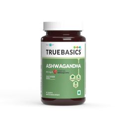TrueBasics Ashwagandha, 600mg of KSM 66 Ashwagandha (60 Capsules) | With Clinically Researched Ingredients | Energy and Immunity Booster image 1