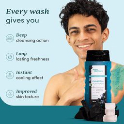 Man Matters 3 in 1 Action Charcoal & Menthol Body Wash | With Menthol, 5% Niacinamide & Activated Charcoal Beads | For Instant Cooling, Odor Protection & Improves Skin texture | 250ml image 3