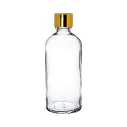 nsb herbals 100 ml Clear/Transparent Round Empty Glass Bottle/Gold Seal Cap/Refillable, Reusable, For Essential Oils, Perfumes (Pack Of 3) image 1