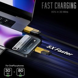 Basesailor 120W 4 in 1 Multi Function Braided Fast Charging Cable with Lightning to USB-C, Type C-C, Ligthning to USB, Military Grade Durability, Compatible for iPhone, Samsung, Oneplus Series & More image 3
