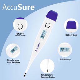 AccuSure MT-1027 Mercury-Free Digital Thermometer Transparent Storage Case White image 3