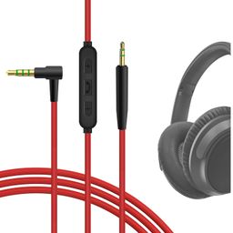 GEEKRIA Audio Cable with Mic Compatible with Bose QC SE, QCSE, SoundTrue, SoundTrue Around-Ear II, QC45, QC35 II, NC 700 Cable, 2.5mm Replacement Stereo Cord with Inline Microphone (4 ft / 1.2 m)(Red) image 1