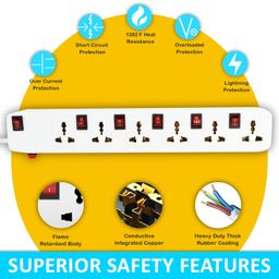 FEDUS 10 Meter 32 Feet Long Extension Board Extension Box | Spike Guard 6 Socket 6 Switch Junction Box with Switch, Extension Cords Cord, Spike Buster, Extension Board with Wire (6 Socket 6 Switch) image 3