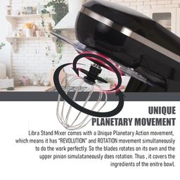 Libra Digital Stand Mixer with Inbuilt Presets | Multifunctional 1300 Watts Dough Kneader | 5.5 Lit SS Bowl | 4 Safety Features | Metal Gears & Planetary Rotation, Black image 5