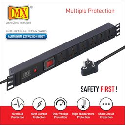 MX 6 Outlets Spike Protector of 10 Amp with 1 Switch and 1 Overload Circuit Breaker Wall/Rack Mount & 360 Degree Rotatable Bracket image 5