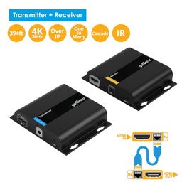 gofanco 4K HDMI Extender Over IP Kit - 4K @30Hz, 394ft (up to 120m), Direct 1 to 1 CAT6/7 Extender or More than 1 Gigabit Switch, IR Extension, HDCP 1.4, Low Latency, ESD Protection image 2