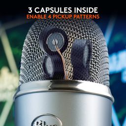 blue microphones Blue Yeti USB Microphone for Recording, Streaming, Gaming, Podcasting on PC and Mac, Condenser Mic for Laptop or Computer with Blue VO!CE Effects, Adjustable Stand, Plug and Play - Silver image 4
