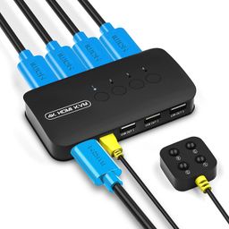 dgodrt HDMI KVM Switch, USB 2.0 KVM Switch for 4 PCs Share 1 Monitor and 3 USB Devices, Keyboard, Mouse, Printers, Scanners image 1