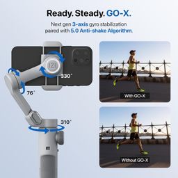 IZI GO-X Smartphone Handheld Gimbal Stabilizer, 3-Axis, OLED Display, LED Fill Light, Wireless Charge Pad, Android, iPhone, Live Video, Instagram, YouTube, Shot Guide, Smart AI Track, Portable Gimbal. image 3