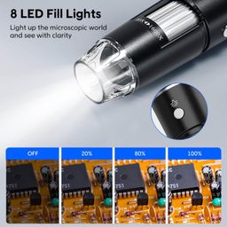 USB Digital Microscope, 50x-1600x Magnification Handheld, 1440P HD 8 LED Lights, Portable Camera Compatible With iOS and Android Devices, 2MP for Adults, Kids image 5