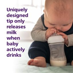 Philips Avent Natural Baby Feeding Bottle | No.1 Brand Recommended by Moms Worldwide | Ideal for 0 months+| Natural Response Technology Mimics Breastfeeding | Uniquely Designed Nipple releases milk only when baby drinks | Pack of 1 | SCY900/01 image 4
