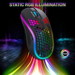 Ant Esports GM690 PRO 2.4Gz Bluetooth Wireless Gaming Mouse Honeycomb Wireless Mouse Rechargeable Mouse with RGB, 3 Adjustable DPI for Laptop, PC, Computer, Desktop, Notebook_Black image 5