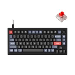 Keychron V1 Wired Custom Mechanical Keyboard Knob Version, 75% Layout QMK/VIA Programmable with Hot-swappable Keychron K Pro Red Switch Compatible with Mac Windows Linux Carbon Black (Non-Transparent) image 1