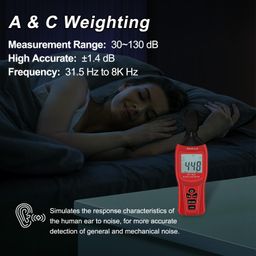 Decibel Meter, Gedaye ET-933 Sound Level Meter, Range 30-130dBA(C), SPL Meter with A/C Weighted, 3.5” Backlit LCD Display, Data Hold Fast/Slow, Max/Min, Audio Measure Device Sound Detector dB Reader image 2