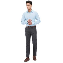 raymond Men's Slim Fit Structure Pattern Poly Viscose Blend Flat Front Formal Trouser image 5