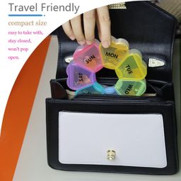 NEOUTH Cute Weekly Pill Box 7 Day Large Pill Case Organizer 1 time a Day Floral Pill Container Once Daily Pretty Medicine Dispenser for Vitamin|Fish Oil|Supplements|Medication (Rainbow) image 5