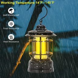 Kreshu High Capacity Portable Lanterns with Metal Handle and Rechargeable Solar Panal | Ultra Bright LED Light with USB Charge Input Output Camping Lightweight Power Bank for Outdoor (Black) image 4